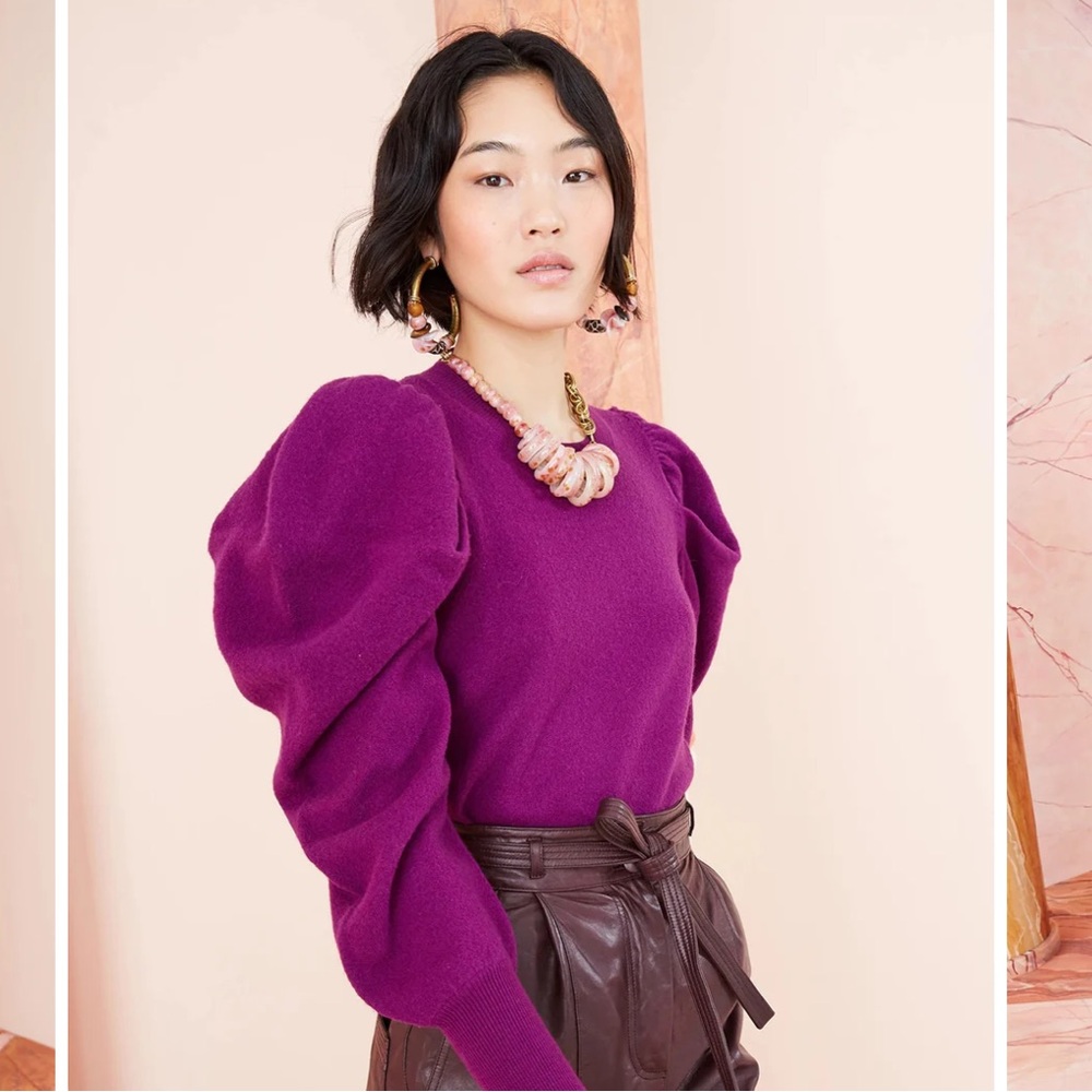 Ulla Johnson Deep Purple Knit Top. Marin Pullover.